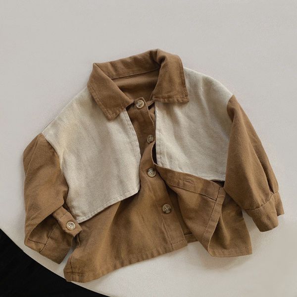 預購秋款男童拼色襯衫上衣尺寸80-130 