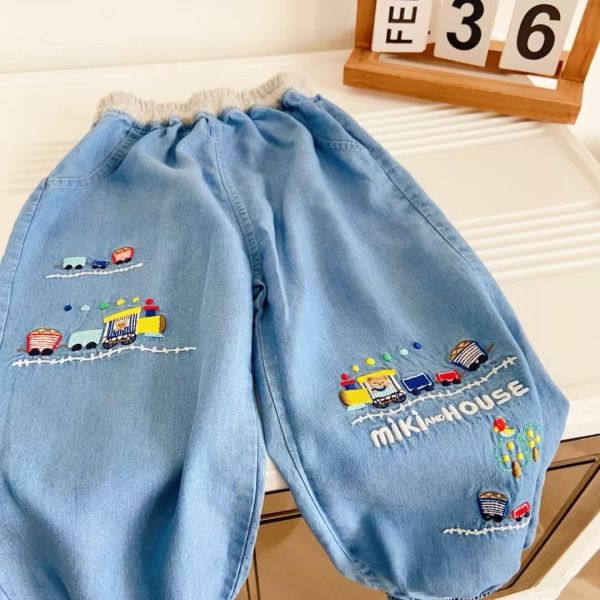 現貨男童日單車車刺繡天絲柔軟棉牛仔褲附實拍 
