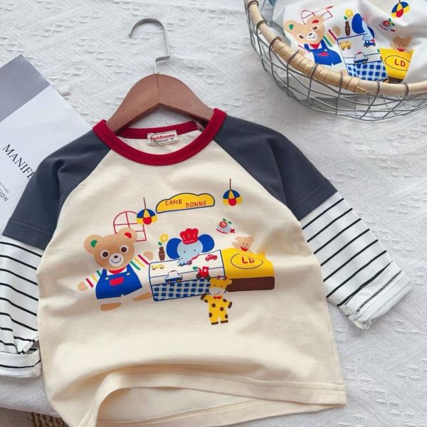 預購日單男女童拚色上衣（棉） 尺寸90-130 