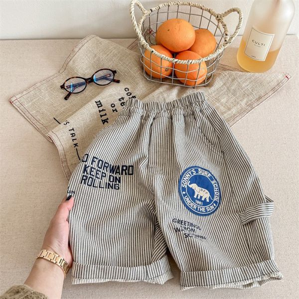 預購秋款男童條紋哈倫長褲尺寸80-130 