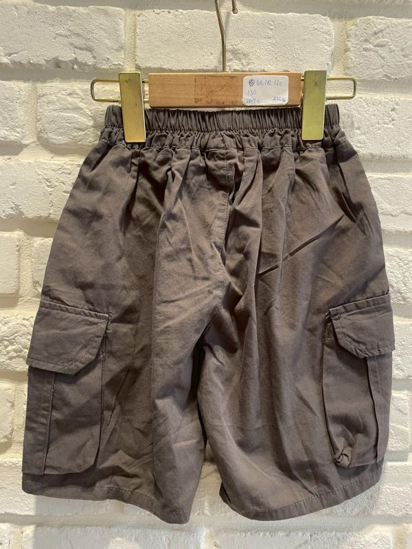 2607-2現貨男童設計款酷帥灰色工裝短褲尺寸90-130 