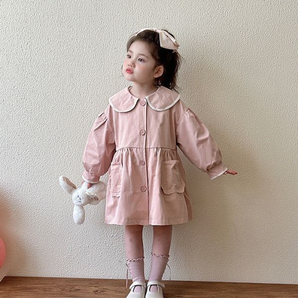 預購秋款女童風衣外套尺寸80-130 