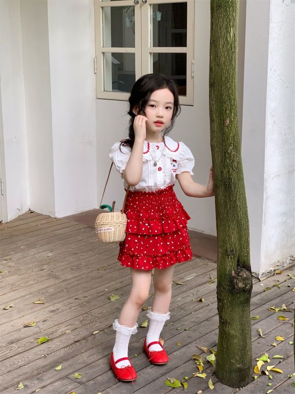 預購夏款女童KT點點蛋糕裙套裝 