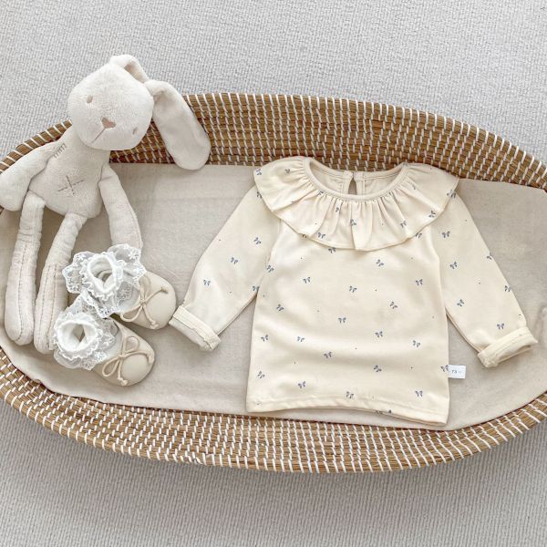 預購秋款女寶甜美蝴蝶結花邊領背帶裙套裝尺寸66-90 