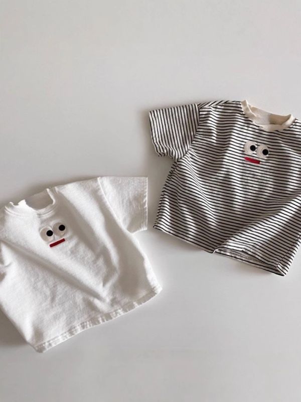 【預購】夏款--男女童刺繡可愛眼睛上衣 