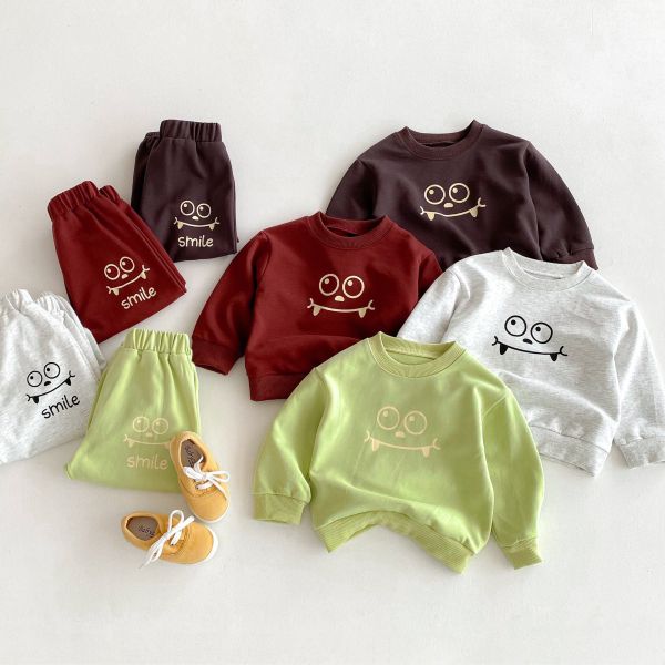 預購秋款男女童表情套裝尺寸80-130 