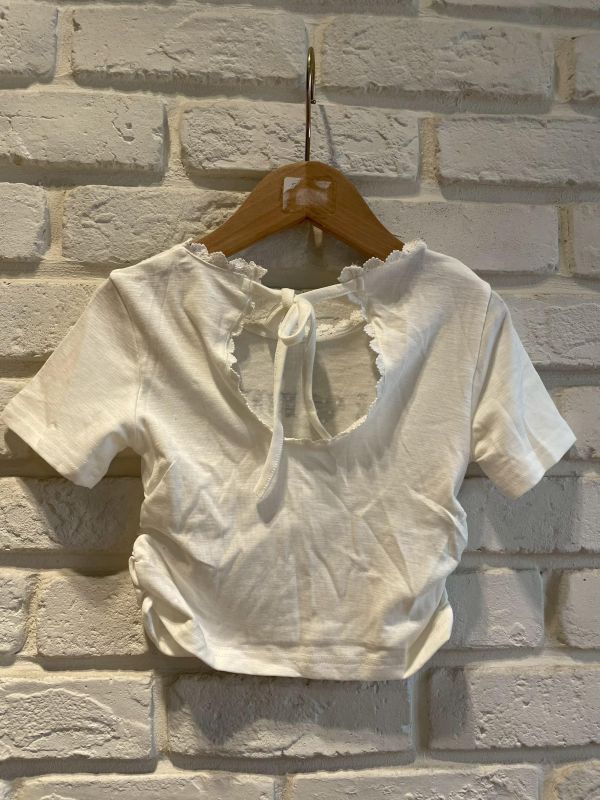 26073現貨夏款女童字母露背短版上衣尺寸80-120 