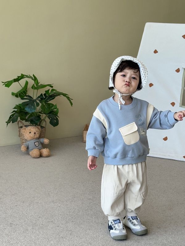 預購秋款男童韓版撞色套裝尺寸73-120 