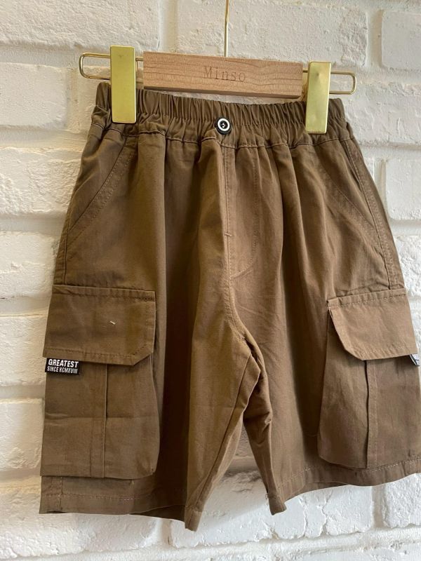 CF607-1現貨男童設計款酷帥咖色工裝短褲尺寸90-130 