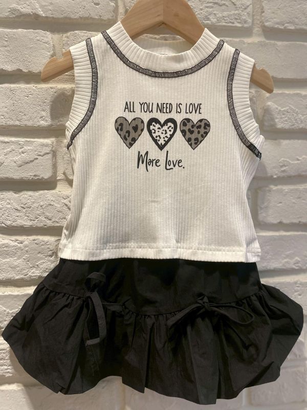 26023-現貨夏款女童豹紋愛心氣質套裝尺寸80-120 