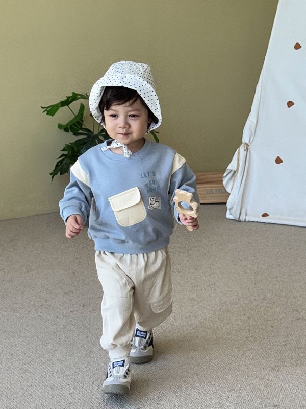 預購秋款男童韓版撞色套裝尺寸73-120 