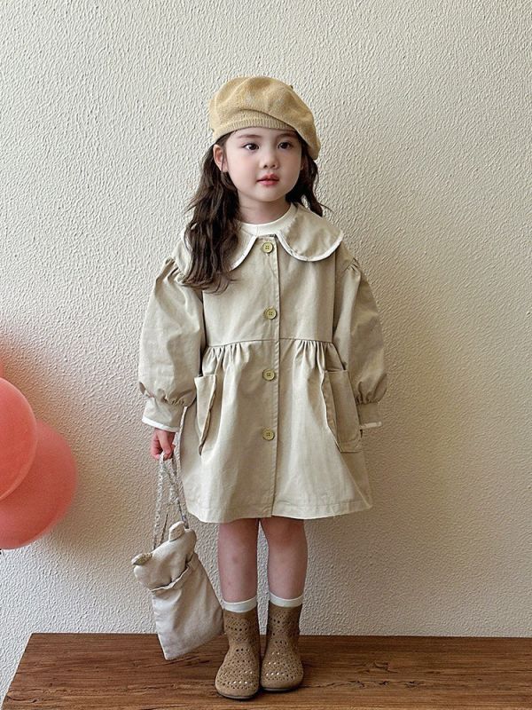 預購秋款女童風衣外套尺寸80-130 