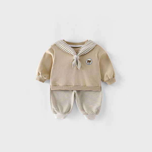 預購男女童條紋撞色套裝尺寸73-120 