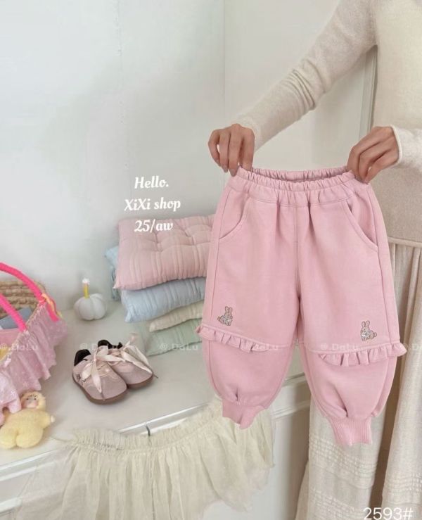 現貨秋款女童兔兔棉長褲尺寸90-130 