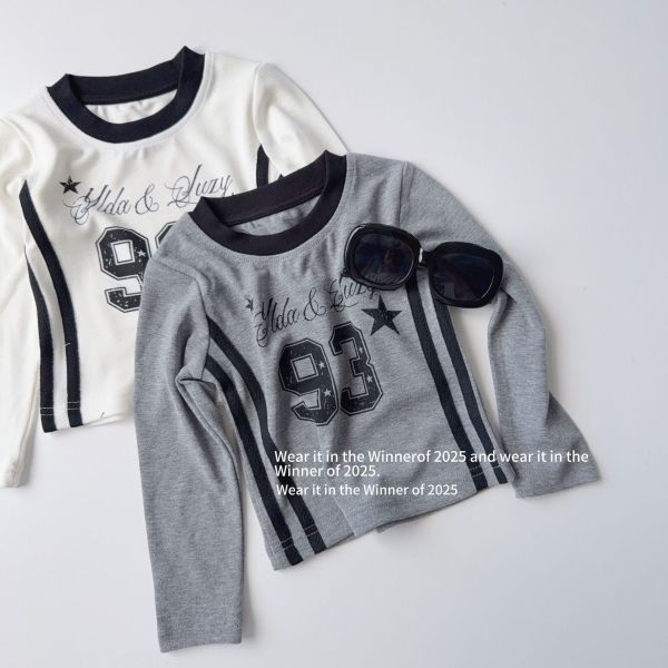 預購秋款女童辣妹款修身數字上衣尺寸90-150 