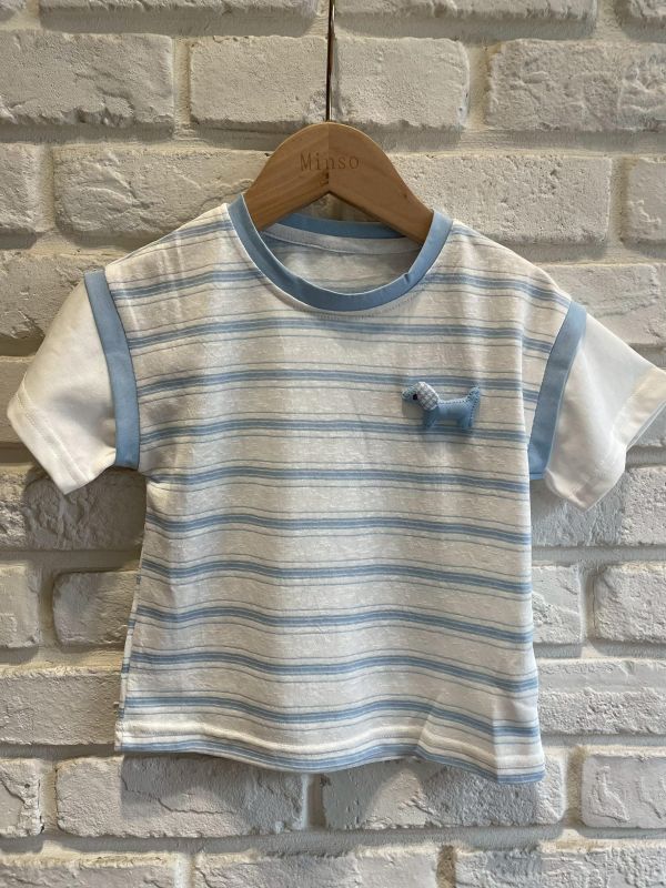 26153-1現貨夏款男童藍條立體小馬上衣尺寸90-130 