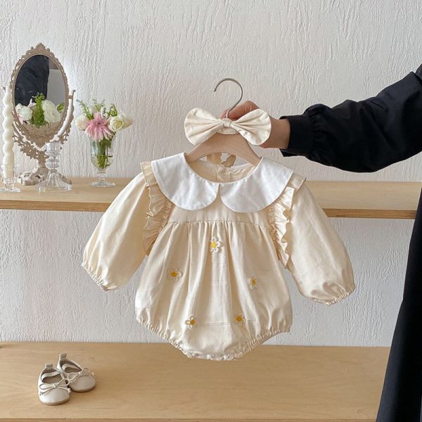 預購秋款女童姐妹裝公主花花含髮帶尺寸66-140 