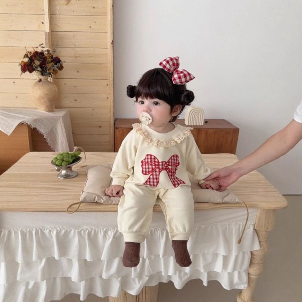 預購秋款女寶胡蝶結連身衣尺寸66-100 