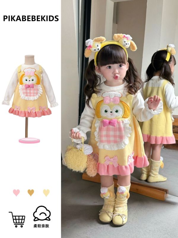 預購秋款女童狗狗可愛洋裝尺寸100-150 