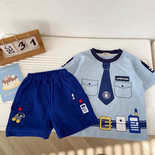 【預購】夏款-男童日單警察制服學院套裝 