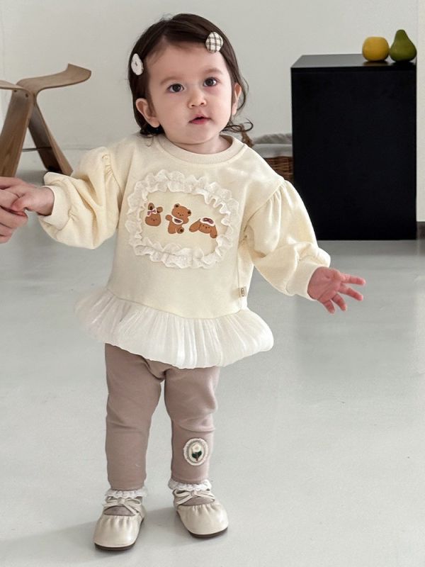 預購秋款女童熊熊套裝尺寸73-120 