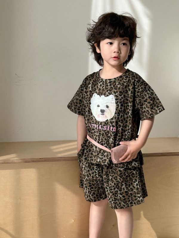 【預購】夏款-男女童狗狗豹紋手足套裝 