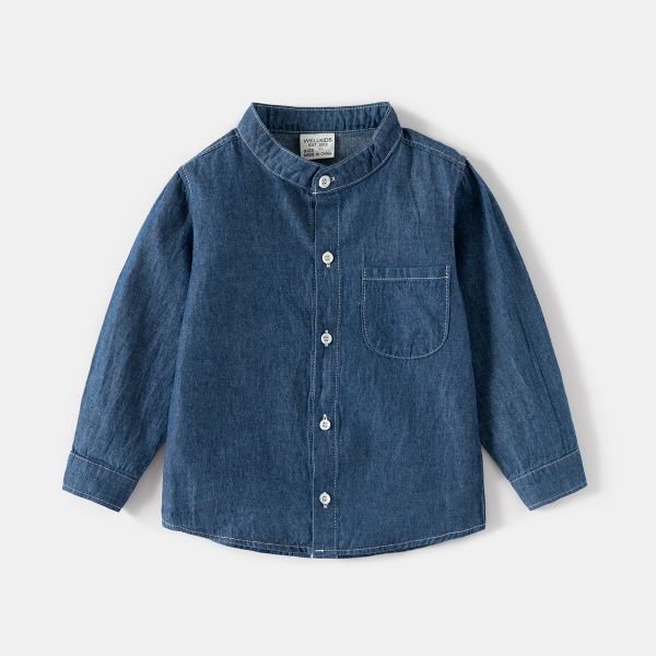 預購秋款男童牛仔休閒襯衫上衣尺寸90-130 