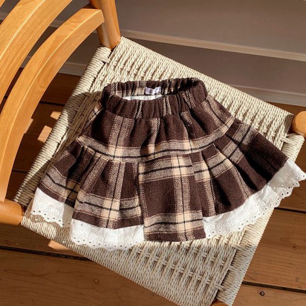 預購秋冬款女童辣妹復古格子褲裙尺寸90-150 