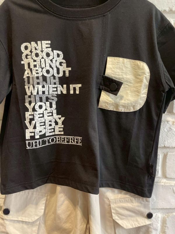 8097現貨夏款男童字母工裝套裝尺寸110-150 