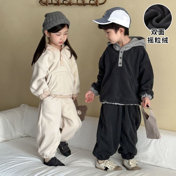 預購冬款男女童保暖搖粒絨套裝尺寸80-150 