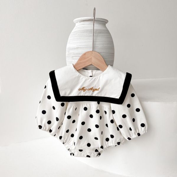 預購秋款女寶點點包屁衣尺寸66-80 