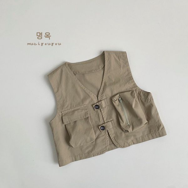 預購秋款男女童百搭工裝背心尺寸80-130 