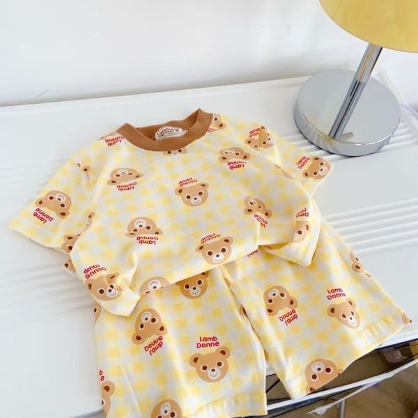 【預購】夏款-男女童日單卡通可愛熊熊套裝 