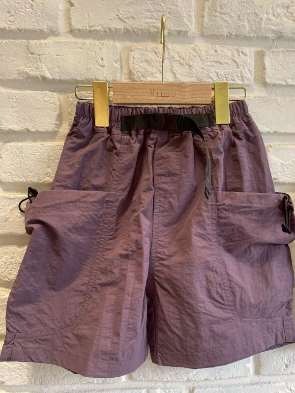 12828-2現貨夏款帥帥紫色大口袋工裝短褲尺寸110-150 