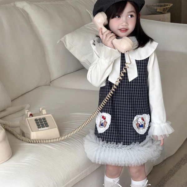 預購秋款女童甜美可愛時髦小香風連衣裙真兩件套 尺寸100-150 