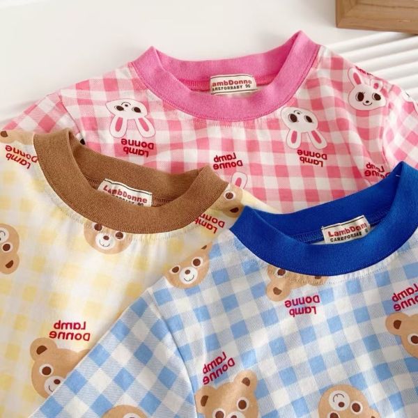 【預購】夏款-男女童日單卡通可愛熊熊套裝 