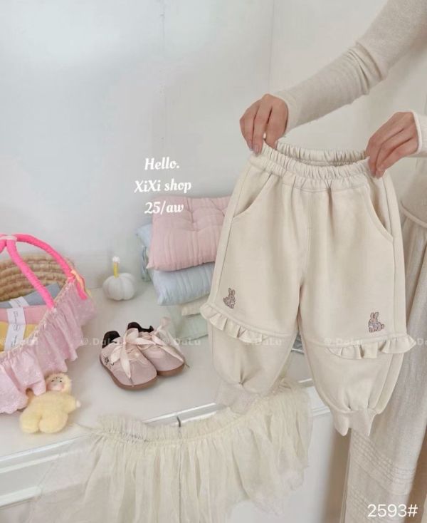 現貨秋款女童兔兔棉長褲尺寸90-130 