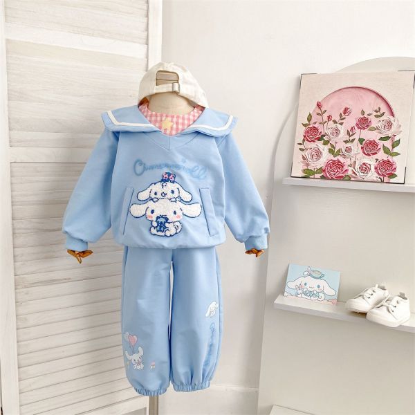 預購秋款女童甜美可愛海軍領休閒套裝尺寸100-150 