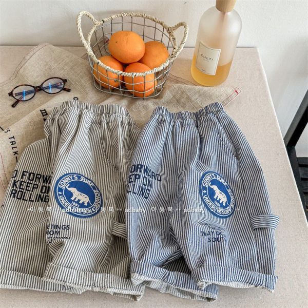 預購秋款男童條紋哈倫長褲尺寸80-130 