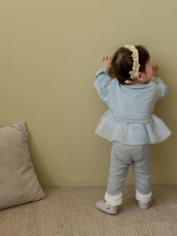 預購秋款女童兔兔蝴蝶結網紗套裝尺寸73-120 