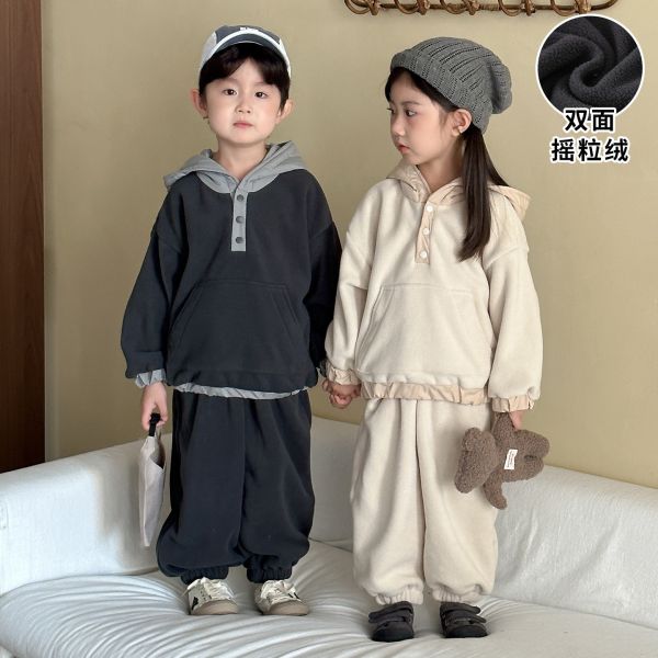 預購冬款男女童保暖搖粒絨套裝尺寸80-150 