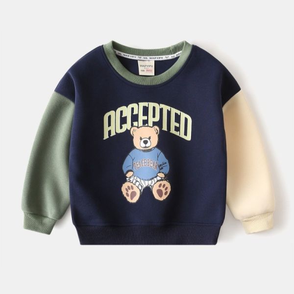 預購秋款男童熊熊拼色上衣尺寸90-140 