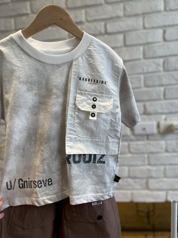 8207現貨夏款男童字母套裝尺110-150 