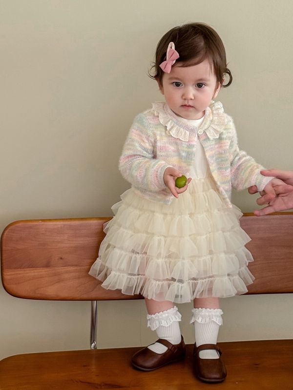 預購秋款女童蛋糕網紗連衣裙尺寸73-120 