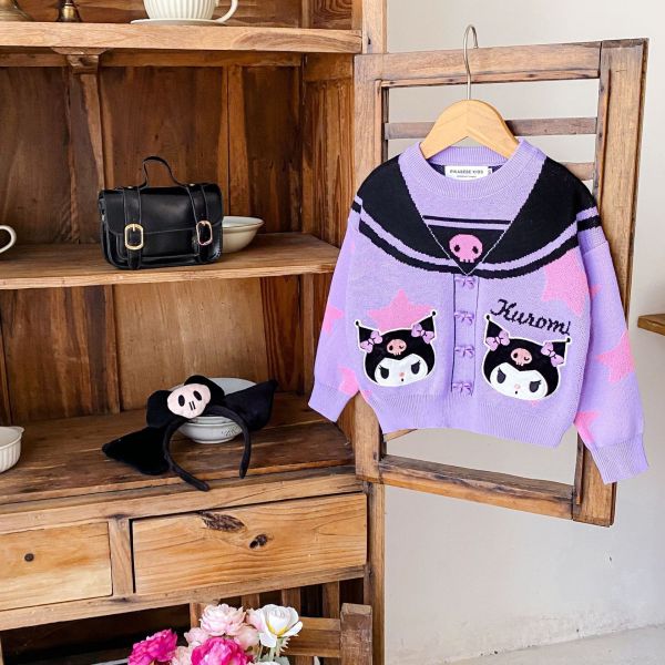 預購秋款日系甜美庫洛米針織刺繡上衣尺寸90-140 