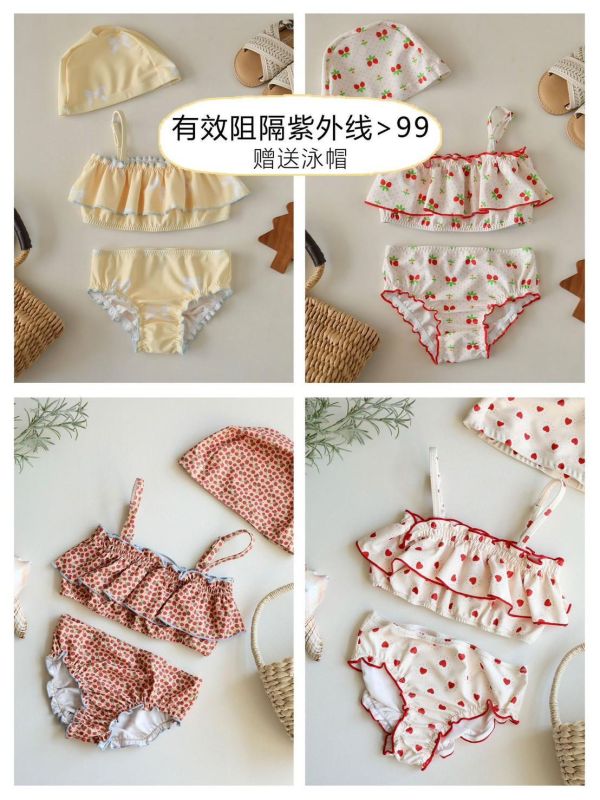 預購夏款女童碎花清涼泳衣 