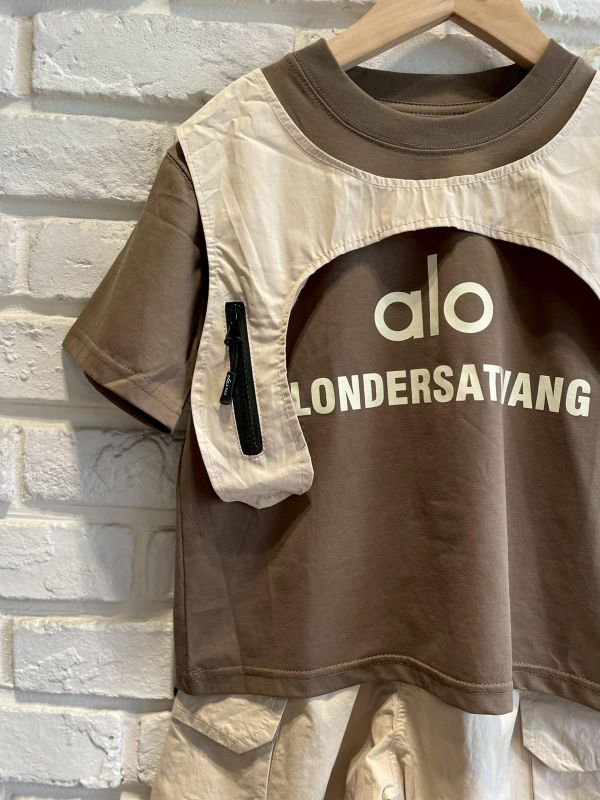 26803現貨夏款男童綠咖ALO工裝套裝尺110-150 