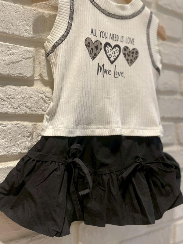 26023-現貨夏款女童豹紋愛心氣質套裝尺寸80-120 