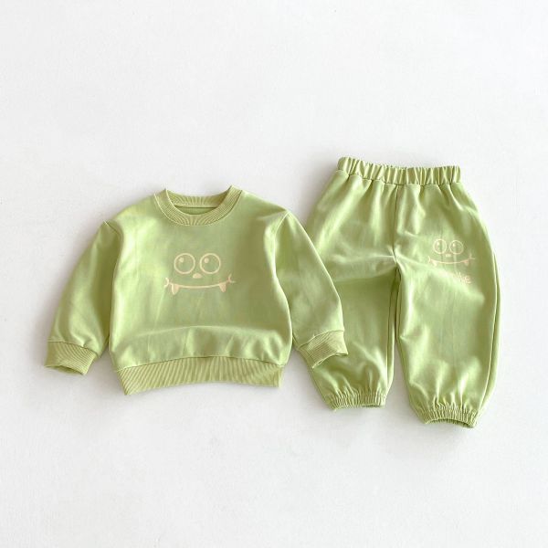 預購秋款男女童表情套裝尺寸80-130 