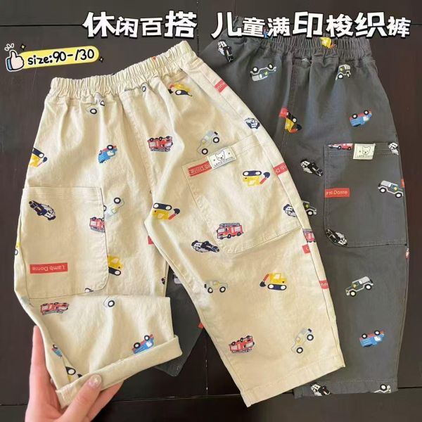 現貨夏款男童日系車車長褲尺寸90-130 
